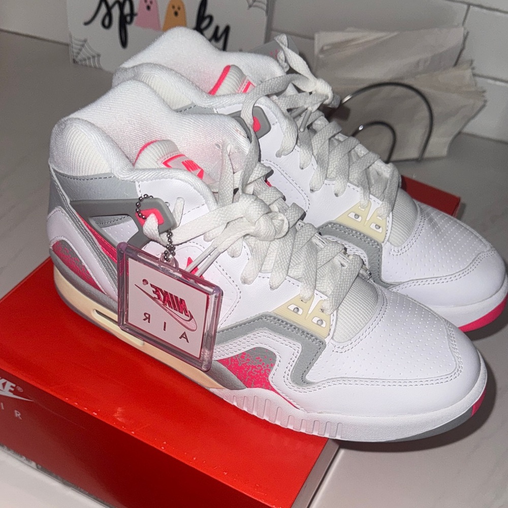 Nike Women's White and Pink High-Top Sneakers